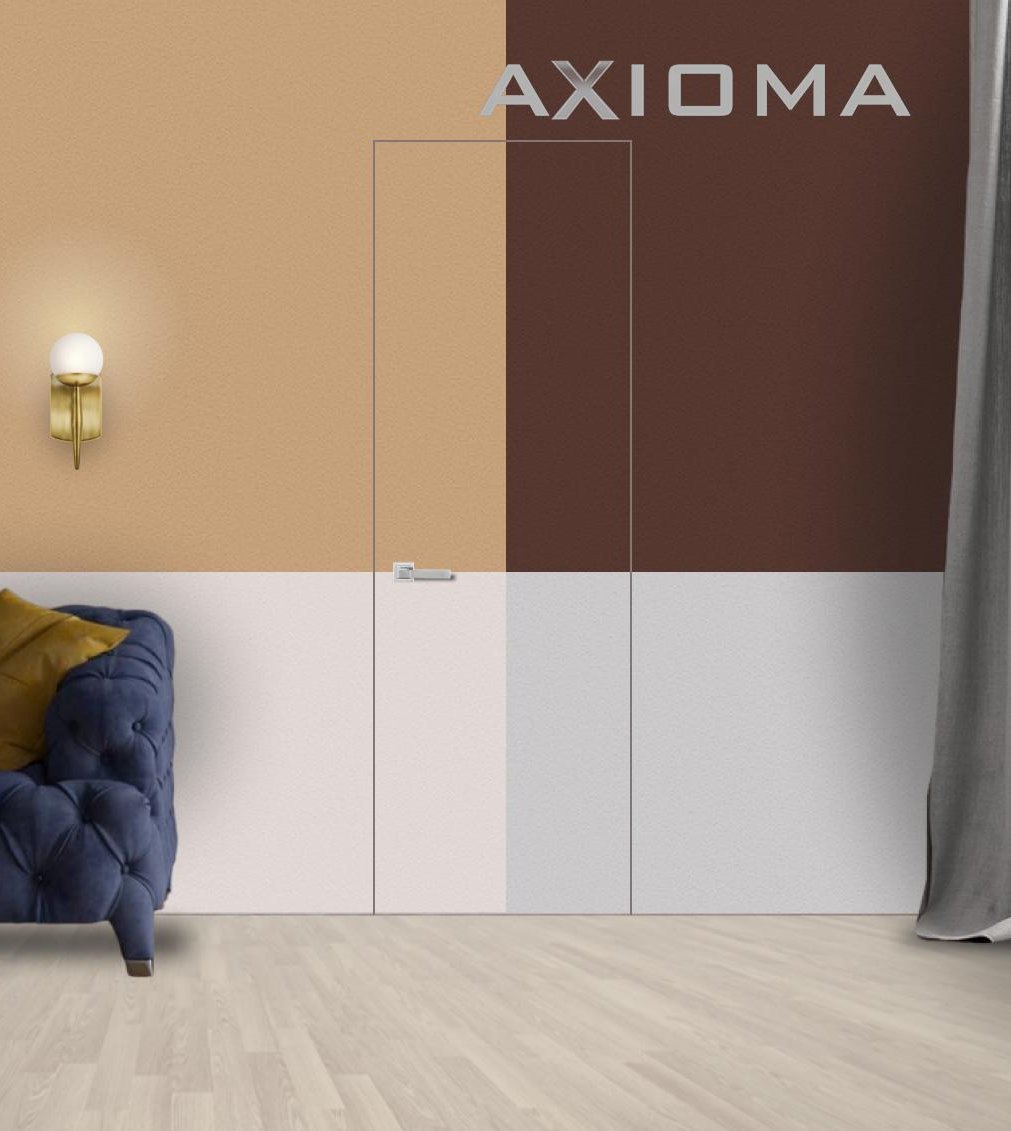 Двері прихованого монтажу Axiomadoors – HPL матові у кольорі 600x2000, профіль Срібний Анод, відкривання На себе