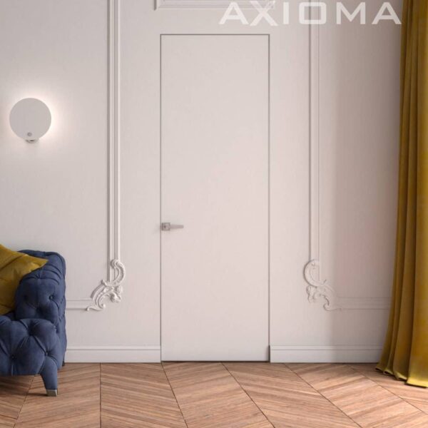 Двері прихованого монтажу Axiomadoors – HPL 600x2000, профіль Чорний, відкривання На себе